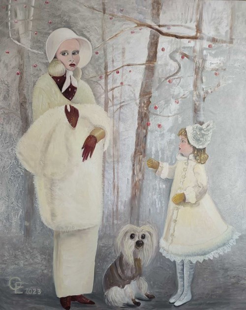 Living room painting by Elżbieta Grzybek titled Seeking for a Spring