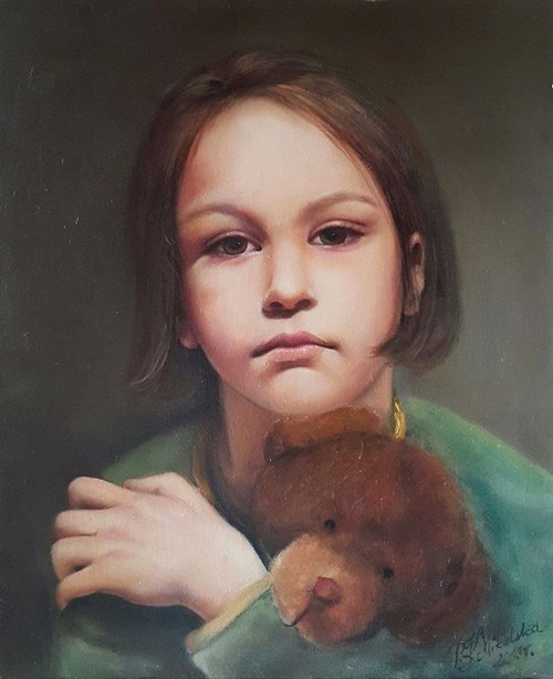 Obraz do salonu artysty Patrycja Kruszyńska-Mikulska pod tytułem Dziewczynka z misiem