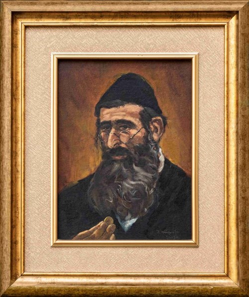 Living room painting by Zygmunt Kwiryński titled Fortunately, Ostrołęka Jew