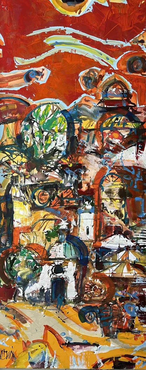 Obraz do salonu artysty Krzysztof Ludwin pod tytułem Szaleństwo w Krakowie z cyklu Nerwowy ekspresjonizm