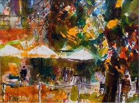 Cracow Umbrellas and coffe in the Sun