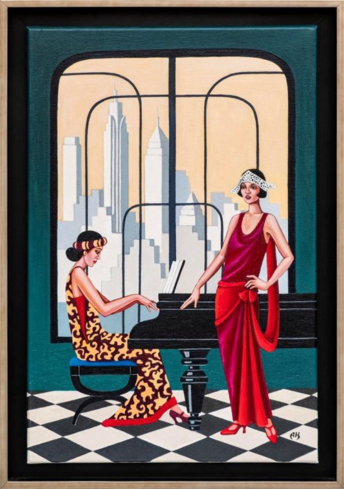 Obraz do salonu artysty Anna Konikowska pod tytułem Okno na Manhattan - Fortepian