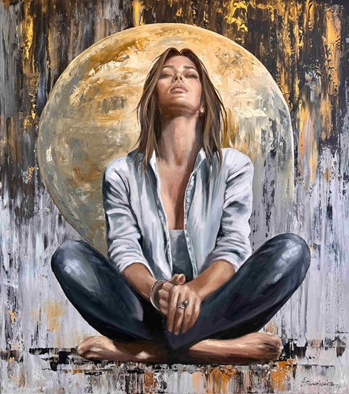 Living room painting by Ewa Sławniewicz titled Fullness of Her World