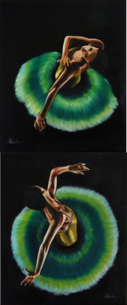 Obraz do salonu artysty Artem Tuliuk pod tytułem Szmaragdy baletnicy - Dyptyk