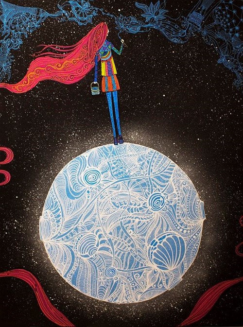 Obraz do salonu artysty Luiza Poreda pod tytułem Girl on the moon