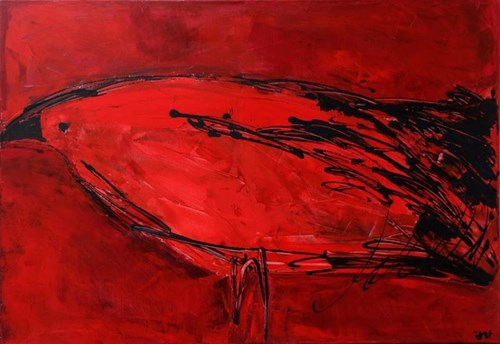 Living room painting by Iwona Ostrowska titled Bird V
