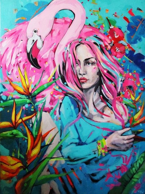 Living room painting by Kamila Jarecka titled Pink
