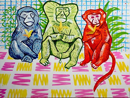 Obraz do salonu artysty Marysia Jagłowska pod tytułem Małpy