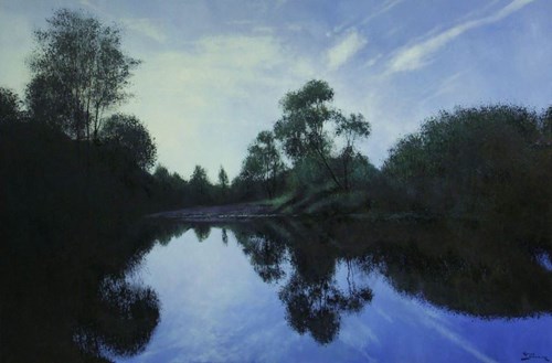 Obraz do salonu artysty Konrad Hamada pod tytułem Błękitny wieczór