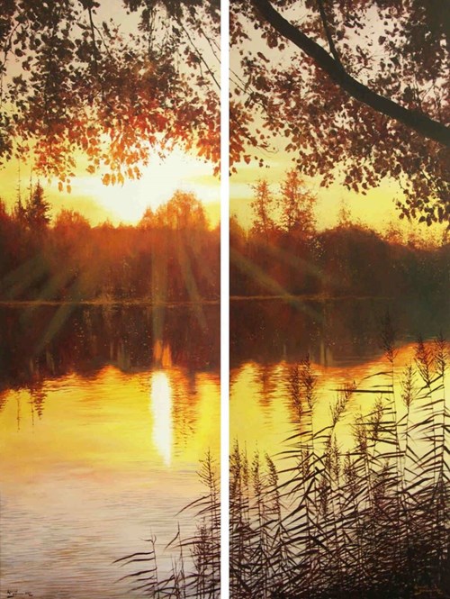 Obraz do salonu artysty Konrad Hamada pod tytułem Sierpniowy zachód słońca