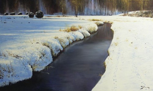 Obraz do salonu artysty Konrad Hamada pod tytułem Pierwszy śnieg