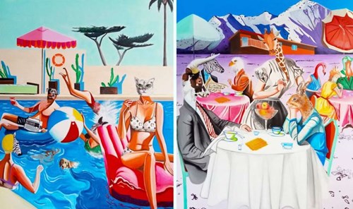 Living room painting by Magdalena Karwowska titled Fun and sun