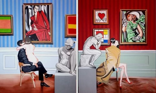 Living room painting by Magdalena Karwowska titled In the museum