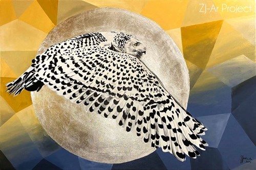 Living room painting by Zuzanna Jankowska titled I, the Owl