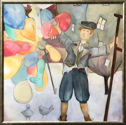 Obraz do salonu artysty Anna Przepióra pod tytułem Sprzedawca balonów