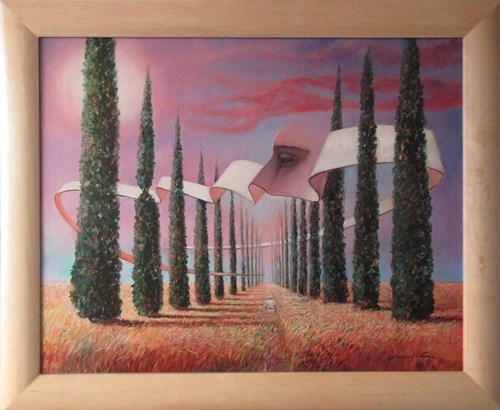 Living room painting by Andrzej Wroński titled Italian walk