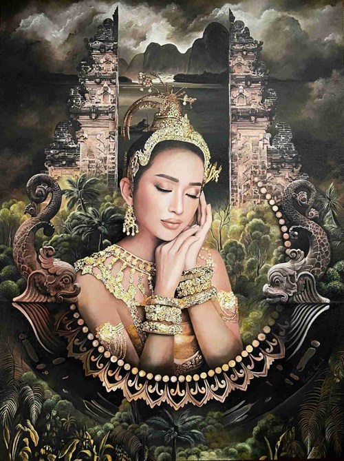 Living room painting by Kamila Kowalik titled Indonesian Eden
