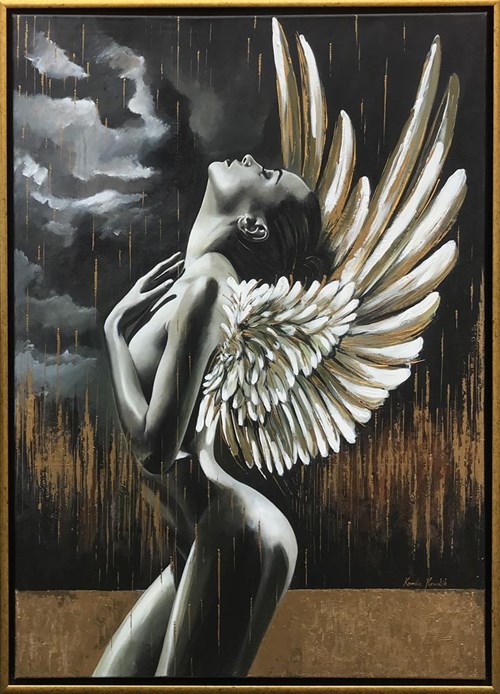 Living room painting by Kamila Kowalik titled Erotic Angel