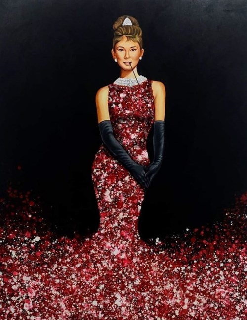Living room painting by Yadiel Gonzalez titled Audrey Icon