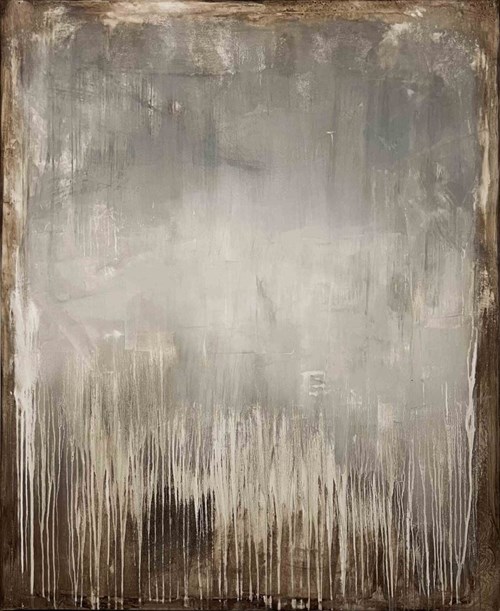 Living room painting by MICHAŁ WRÓBEL titled Pale. Grey. Over. brown