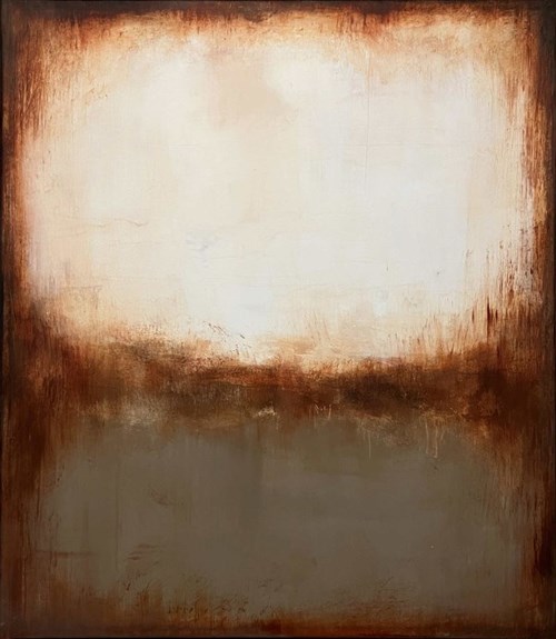 Living room painting by MICHAŁ WRÓBEL titled White. and. olive. over. rust