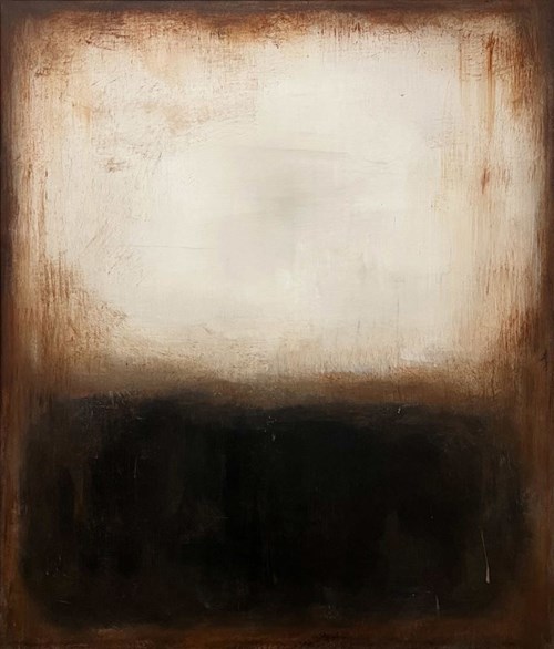 Living room painting by MICHAŁ WRÓBEL titled Black. White. Over. Earth.