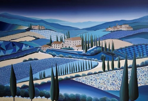 Living room painting by Magda Szwabe titled Twilight Over Tuscany