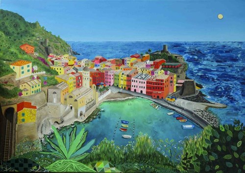 Living room painting by Magda Szwabe titled Vernazza