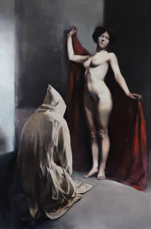 Obraz do salonu artysty Jan Dubrowin pod tytułem Kuszenie świętego Antoniego