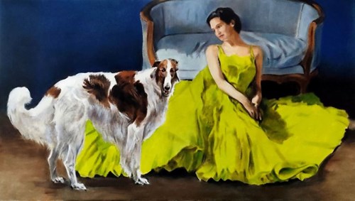 Living room painting by Jan Dubrowin titled A blissful moment