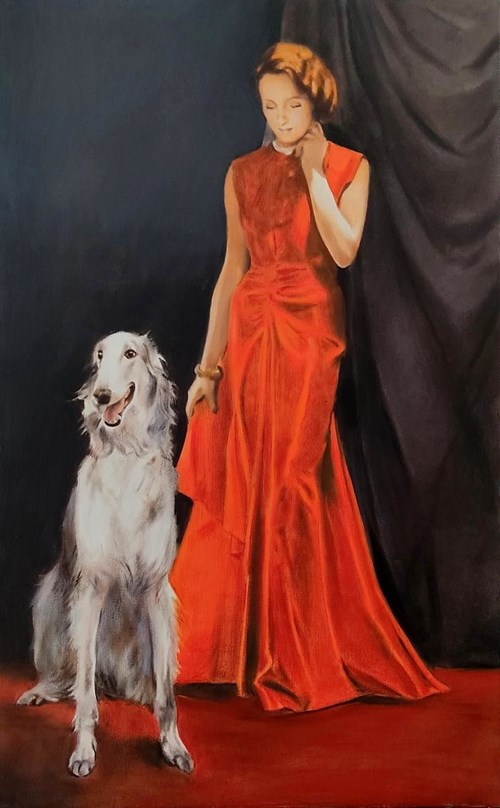 Obraz do salonu artysty Jan Dubrowin pod tytułem Atłasowa dama