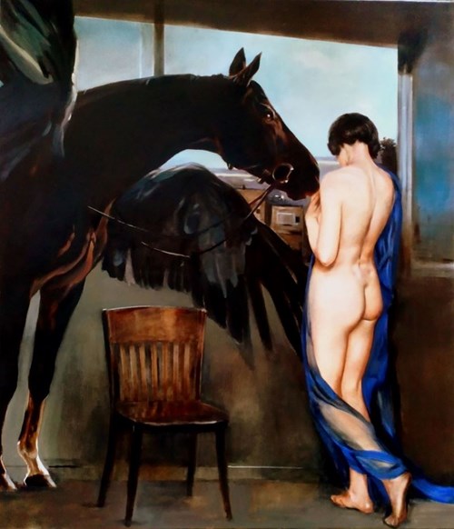 Obraz do salonu artysty Jan Dubrowin pod tytułem Nocni goście
