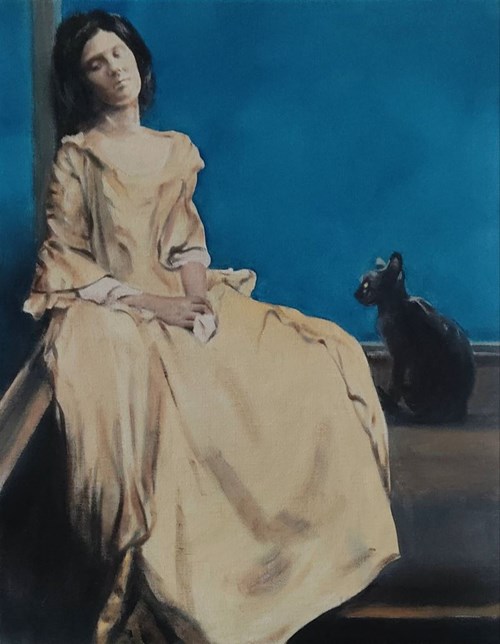 Obraz do salonu artysty Jan Dubrowin pod tytułem Kocie bajki, Hipnotyzer