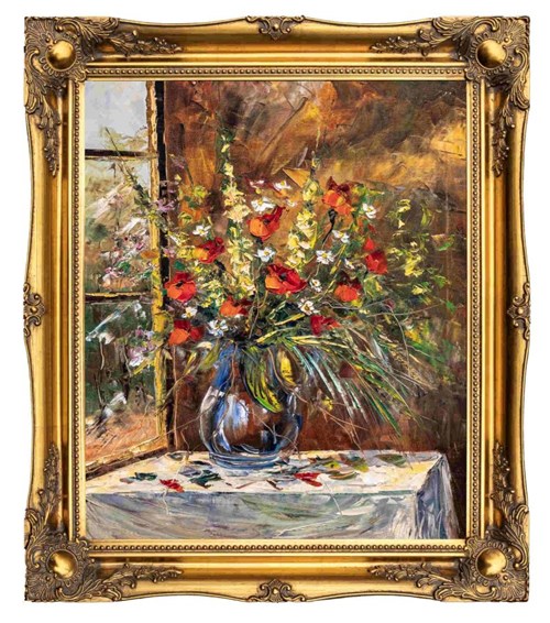 Living room painting by Adam Nowakowski titled Bouquet in a vase