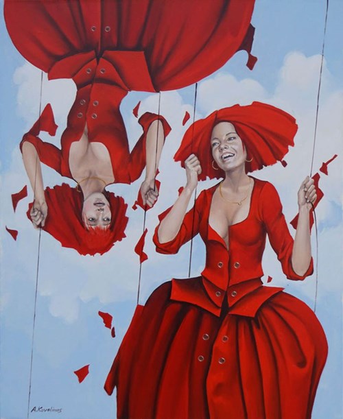 Living room painting by Andrejus Kovelinas titled Swing