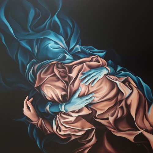 Living room painting by Anna Chorzępa-Kaszub titled Equalization 2