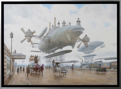 Living room painting by Vadim Voitekhovitch titled Aerial Pier