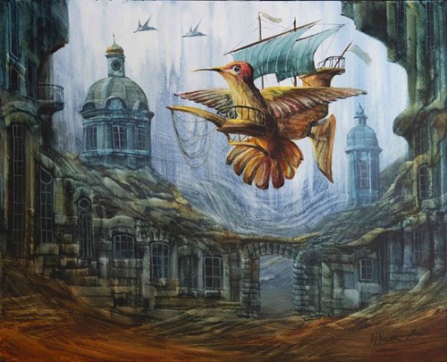 Living room painting by Jacek Walczak titled Underwater World