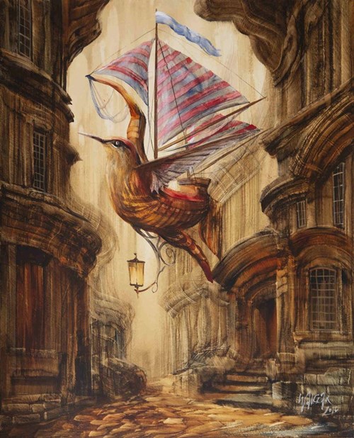 Living room painting by Jacek Walczak titled Humming-bird