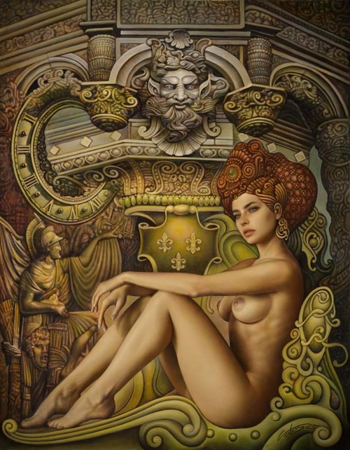 Living room painting by Igor Volosnikov titled Thais