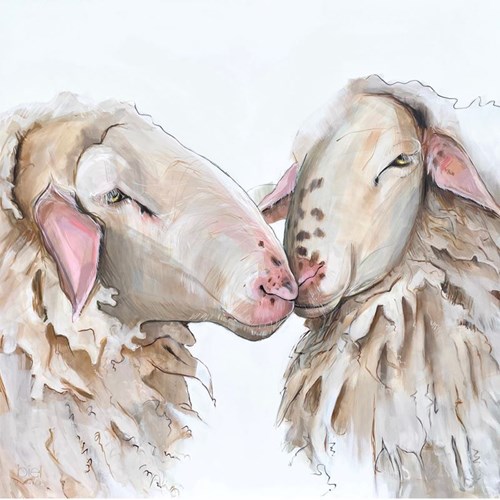Obraz do salonu artysty KLAUDYNA BIEL pod tytułem Całuski owco-kozy