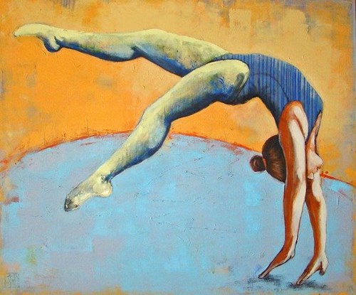 Living room painting by Renata Magda titled Acrobat