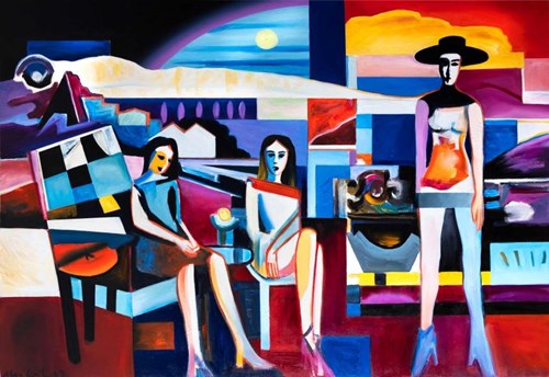 Living room painting by Maciej Cieśla titled Riviera