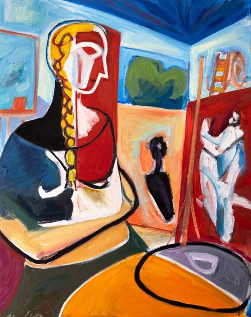 Living room painting by Maciej Cieśla titled Model in the studio