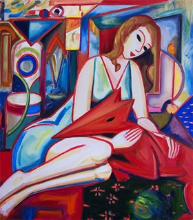 From the series, a composition with a girl and a dog