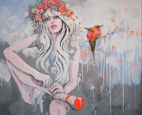 Living room painting by Kamila Jarecka titled Orange