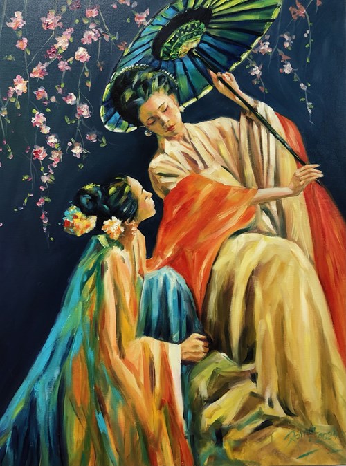 Living room painting by Magdalena Rochoń titled Satyress