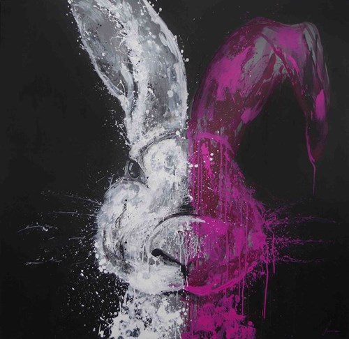 Obraz do salonu artysty Amonaria Magda Maciaszek pod tytułem Dychotomia osobowości, królik