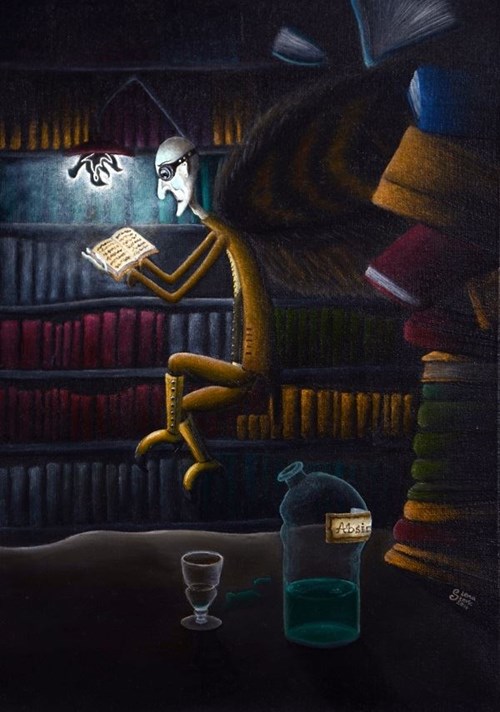 Living room painting by Lena Sterk titled Librarian