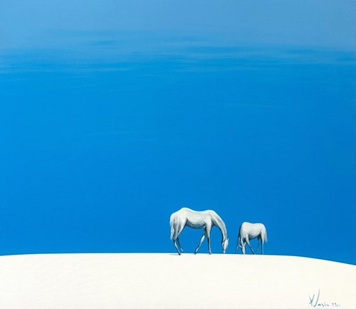 Living room painting by Aleksandr Yasin titled Blue pasture